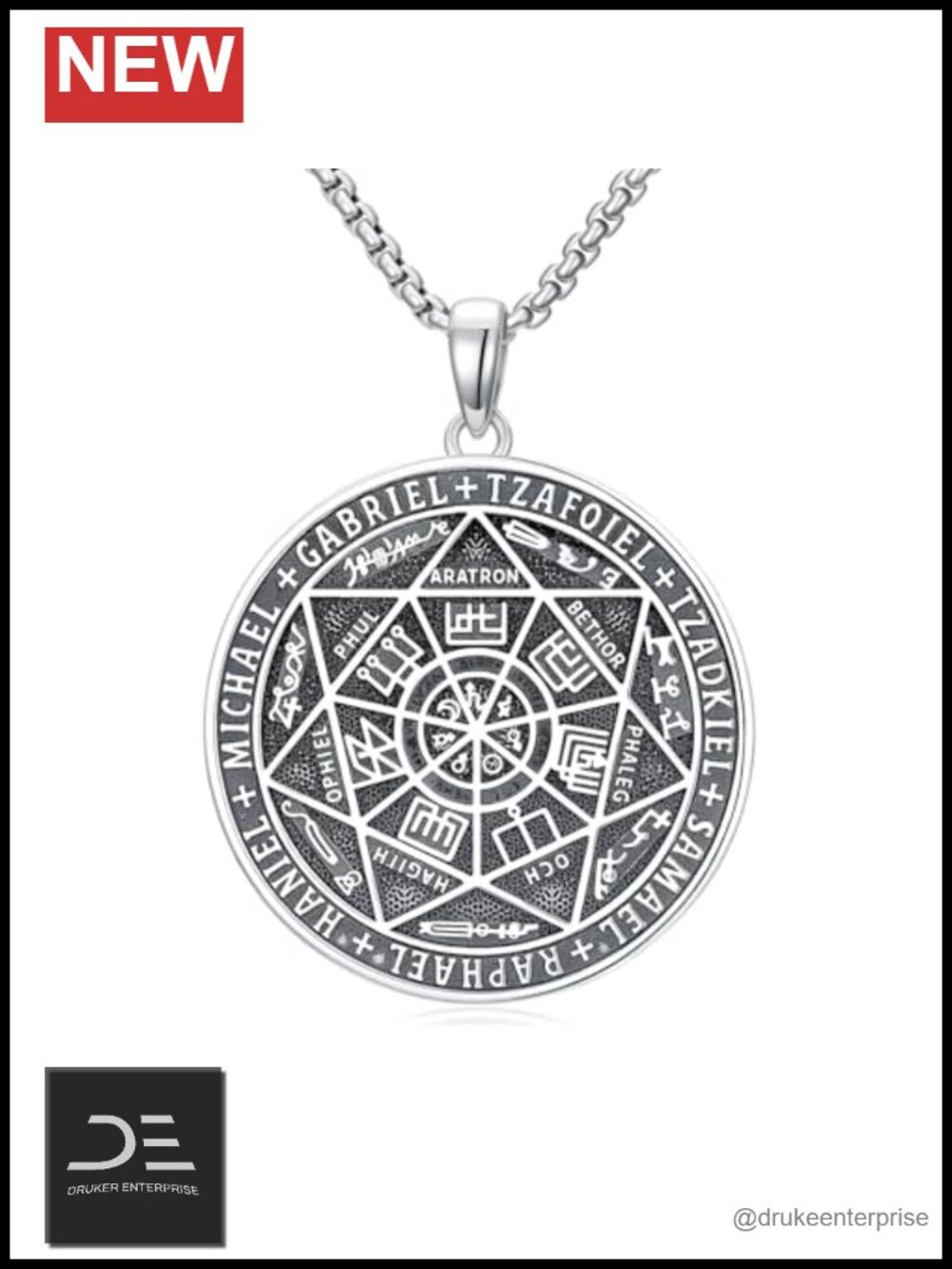 925 Sterling Silver Archangels Crucifix Pendant Necklace Religious Amulet Men